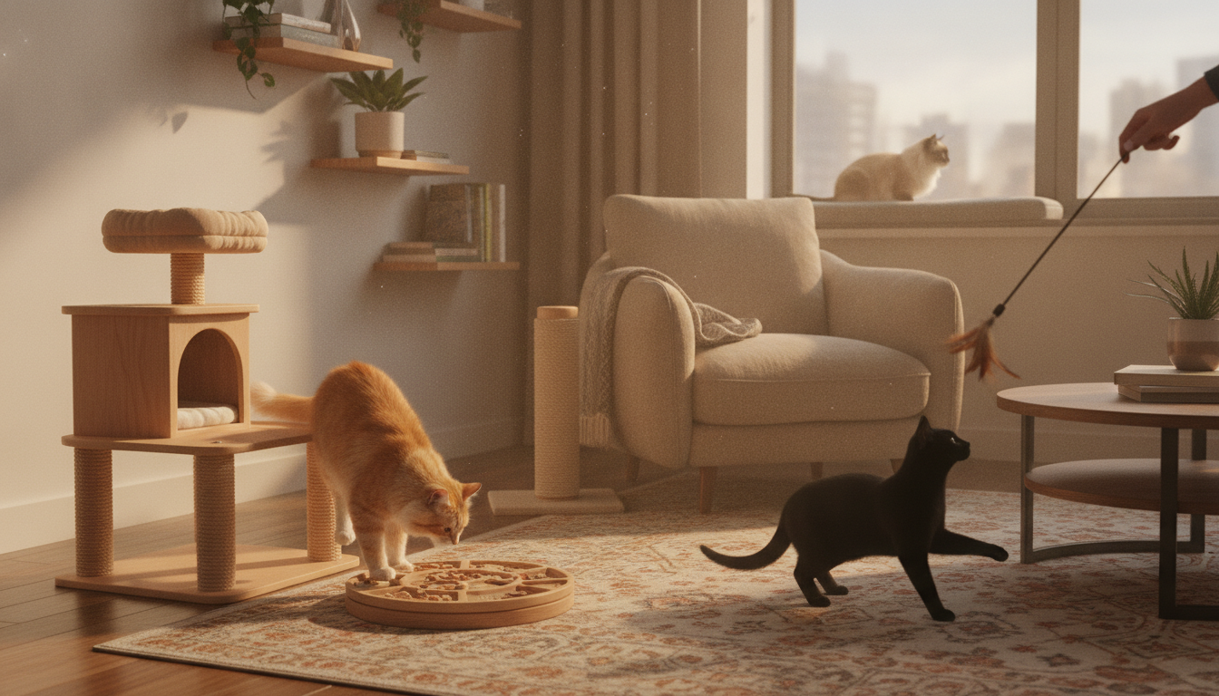 Enrich a Bored Indoor Cat: Play, Puzzles, Perches